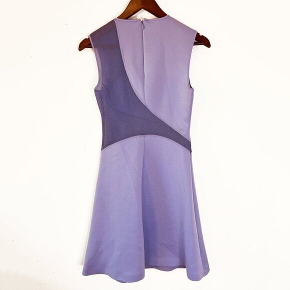 Clover Canyon Purple Neoprene and Mesh Sleeveless Fit and Flare Dress - Picture 2 of 7